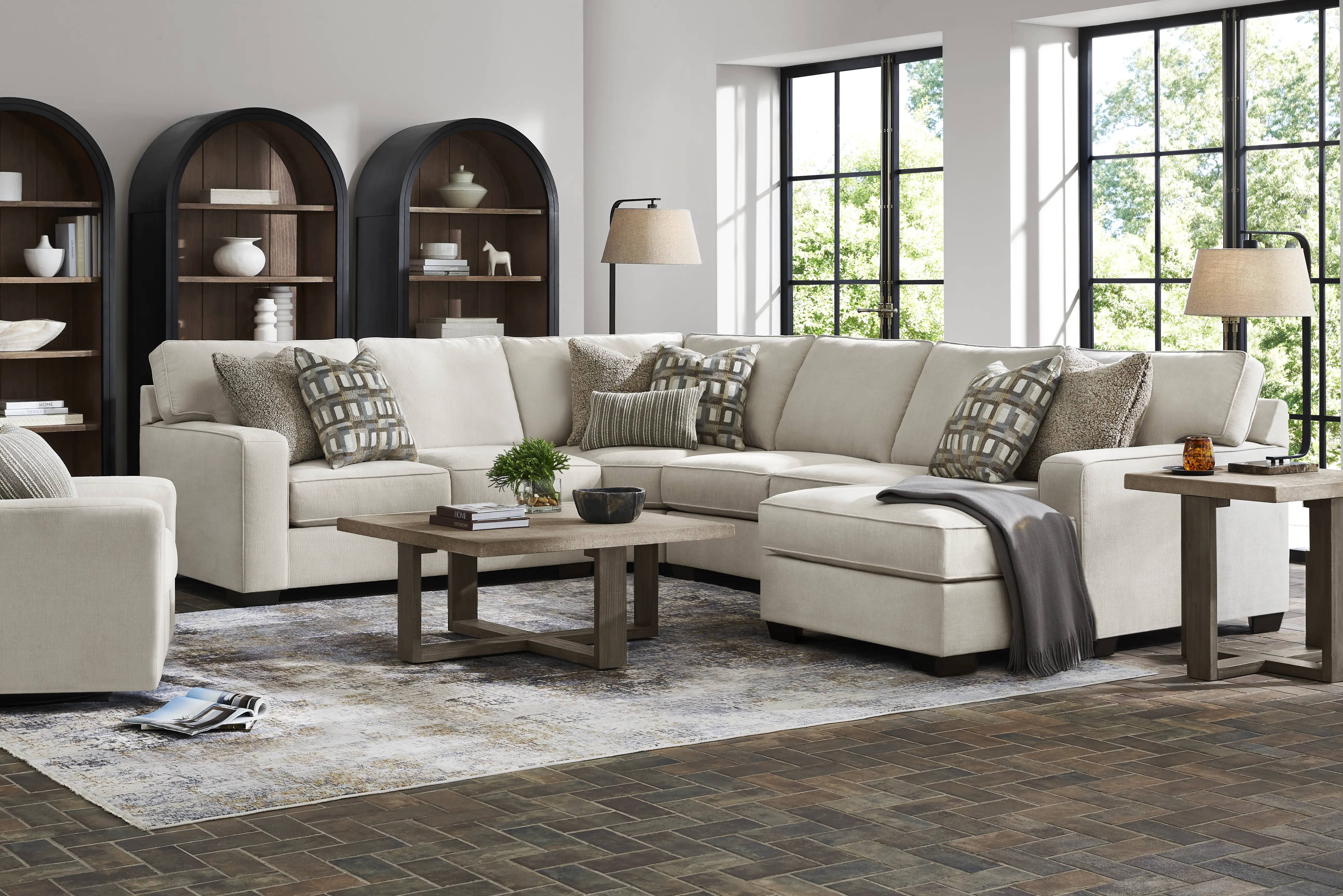 Haskins Beige 3 Pc Sectional - Thumbnail - Image 1