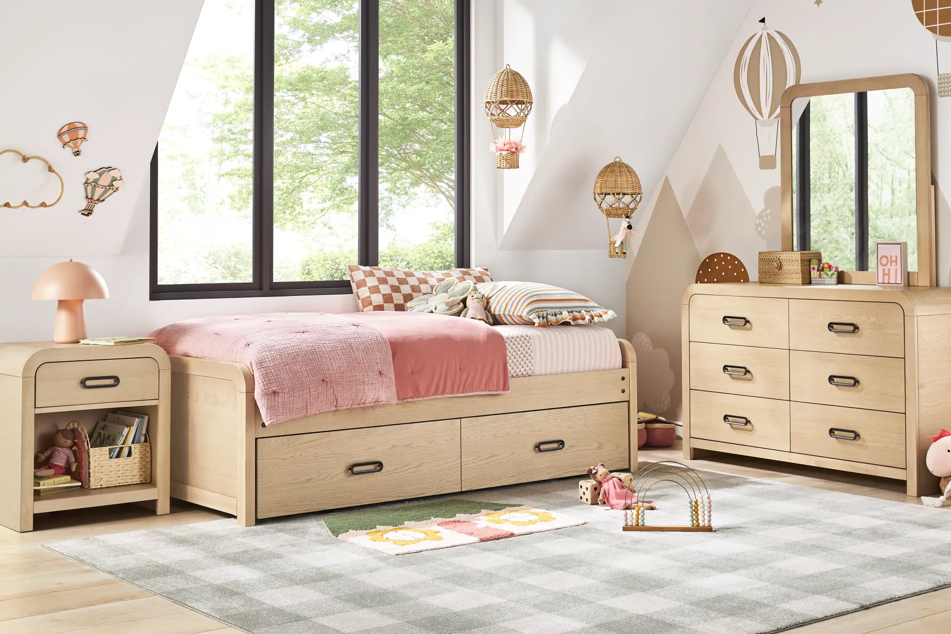 Kids Hidden Hills Light Oak Twin Low Profile Bedroom