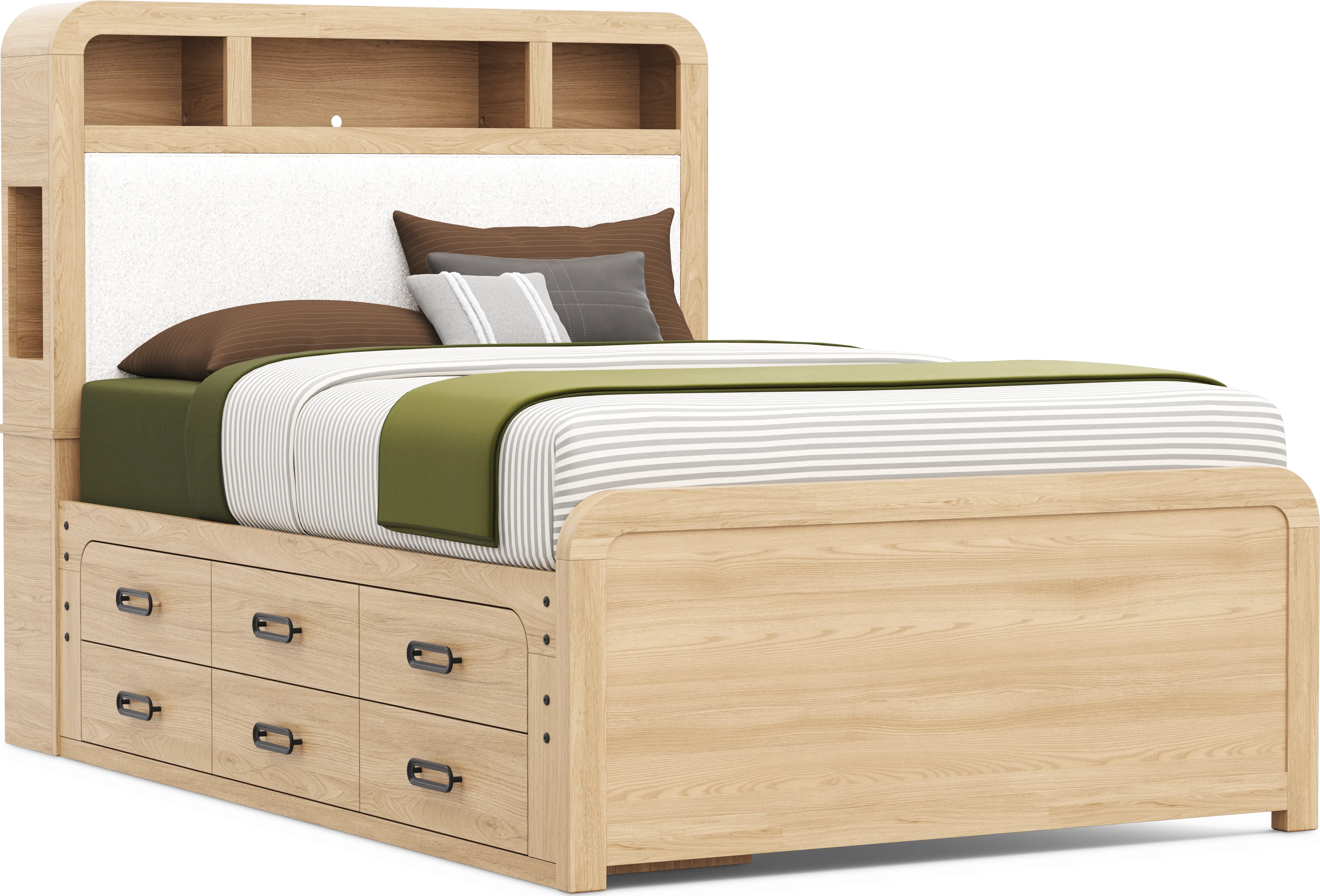 Kids Hidden Hills Light Oak Full Bookcase Bed with Storage Side Rail - Thumbnail - Image 1