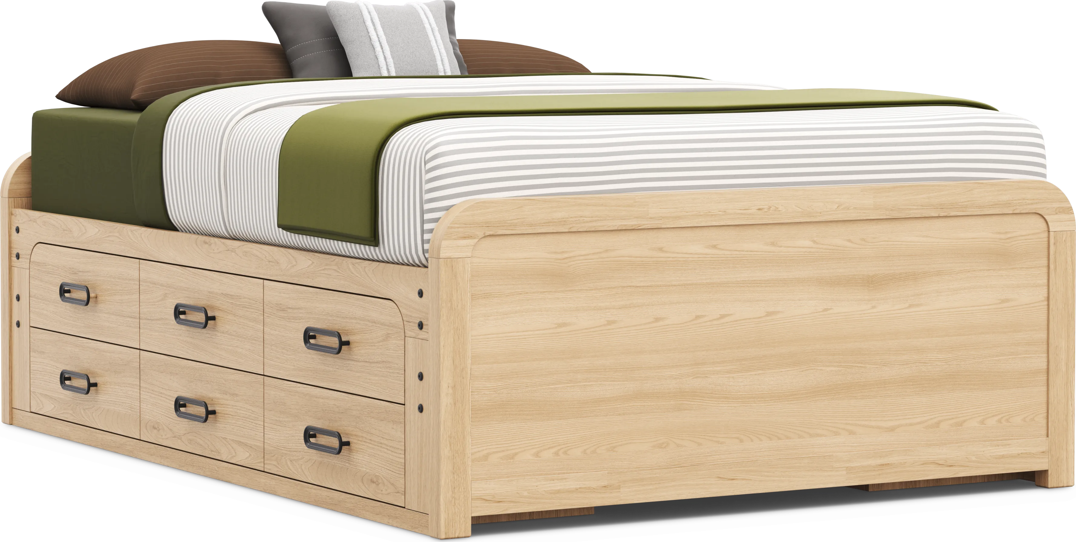 Kids Hidden Hills Light Oak Full Low Profile Bed with 2 Storage Side Rails - Thumbnail - Image 1