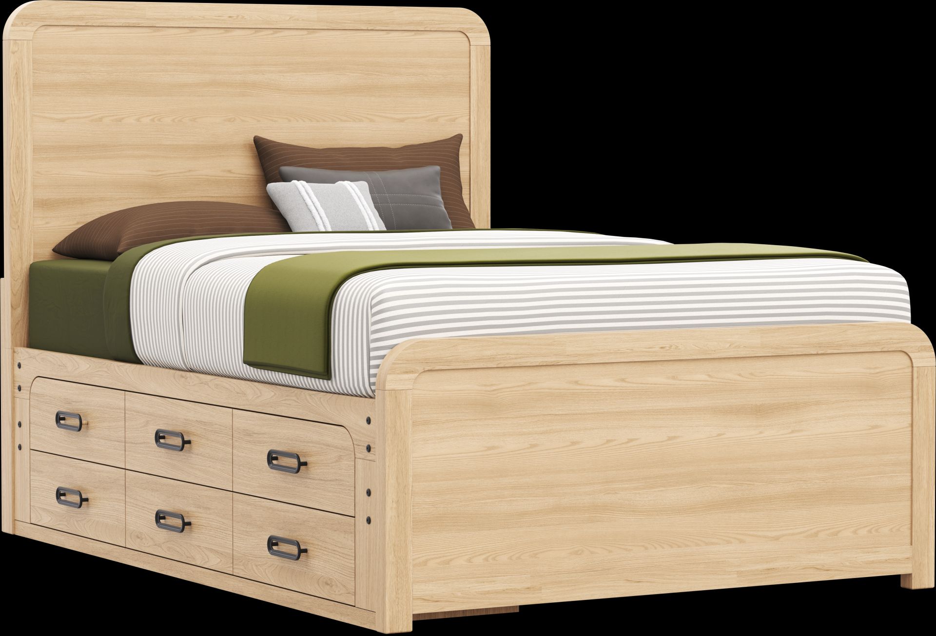 Kids Hidden Hills Light Oak Full Panel Bed with Storage Side Rail - Image 1