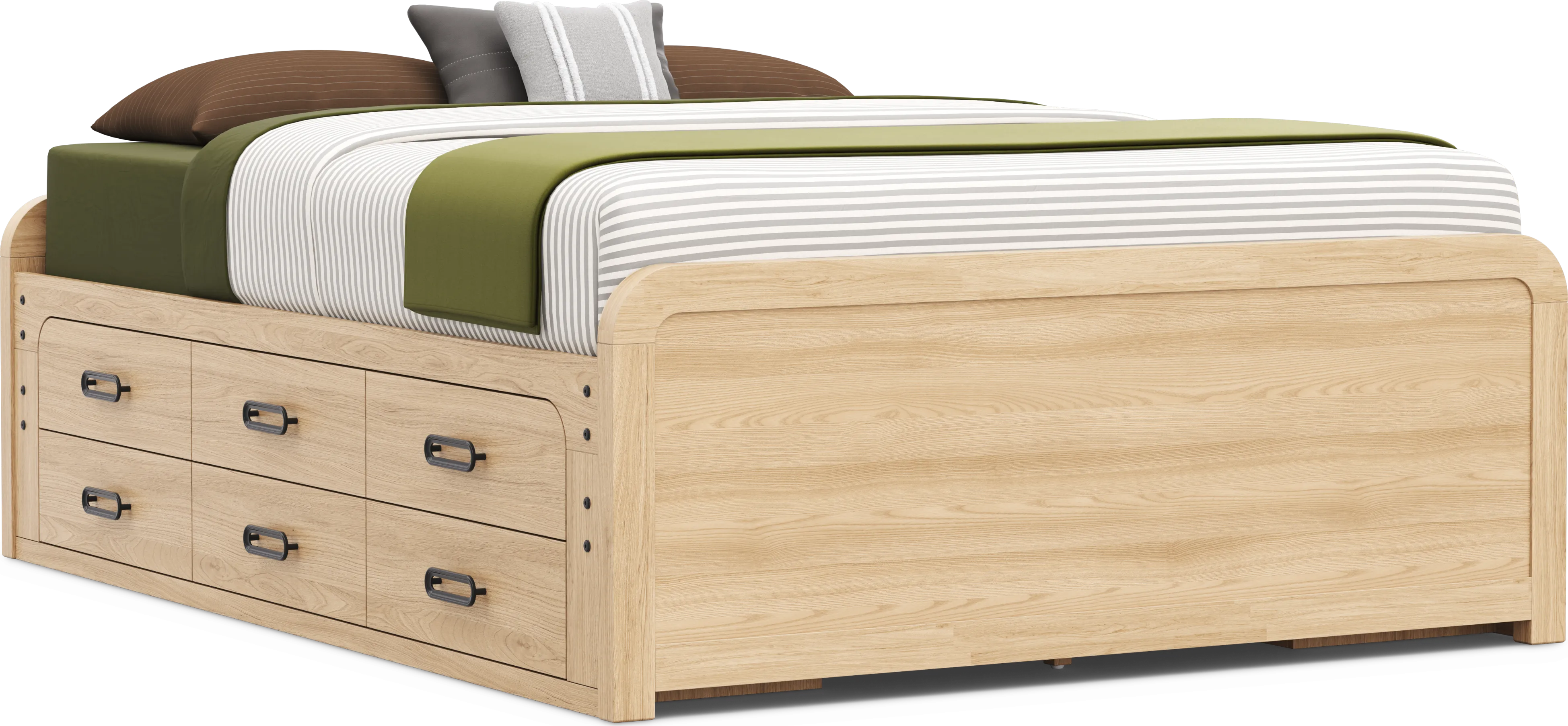Kids Hidden Hills Light Oak Queen Low Profile Bed with 2 Storage Side Rails - Thumbnail - Image 1
