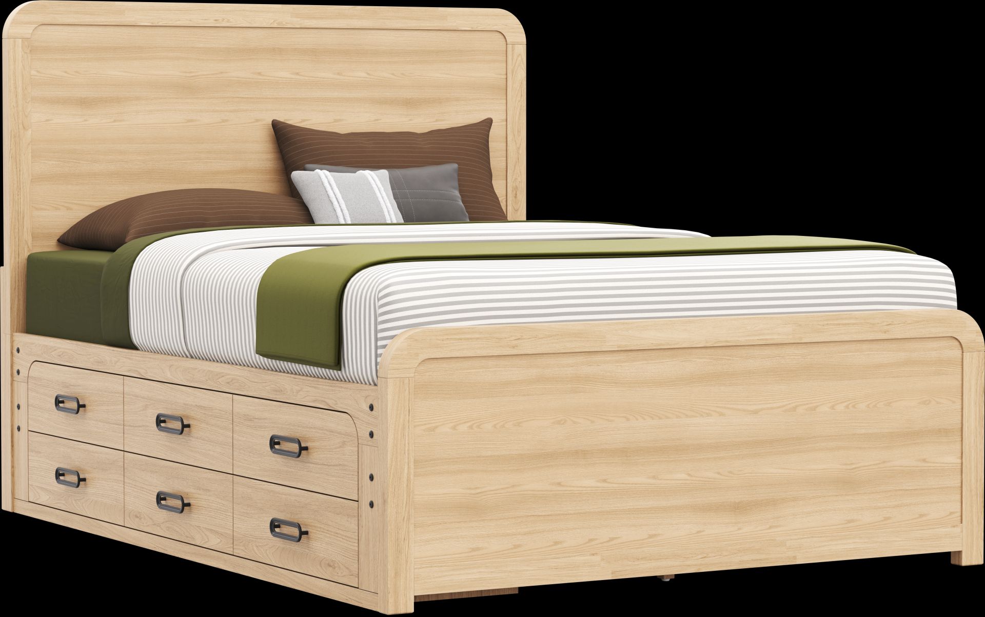 Kids Hidden Hills Light Oak Queen Panel Bed with Storage Side Rail - Image 1