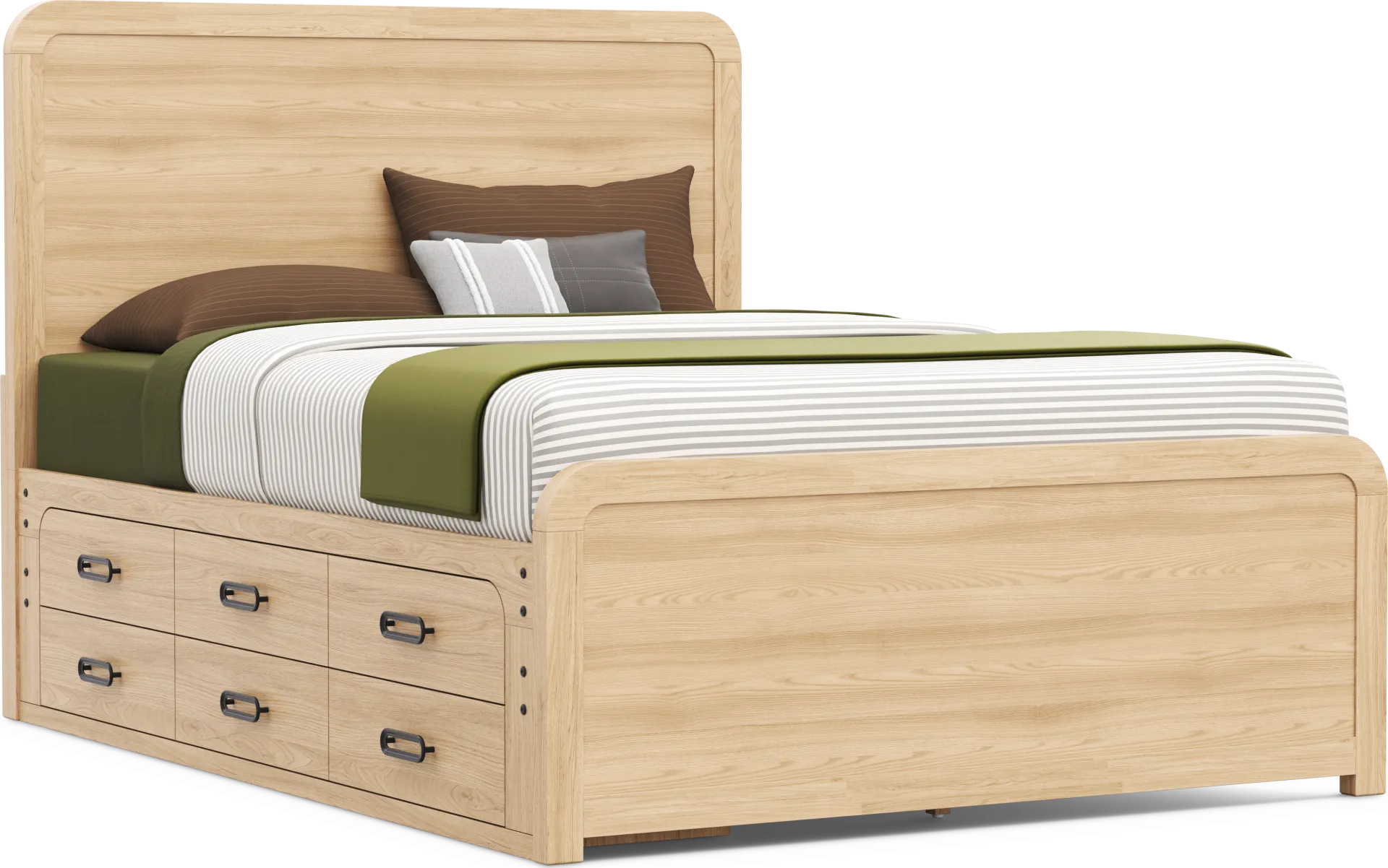 Kids Hidden Hills Light Oak Queen Panel Bed with Storage Side Rail - Image 1