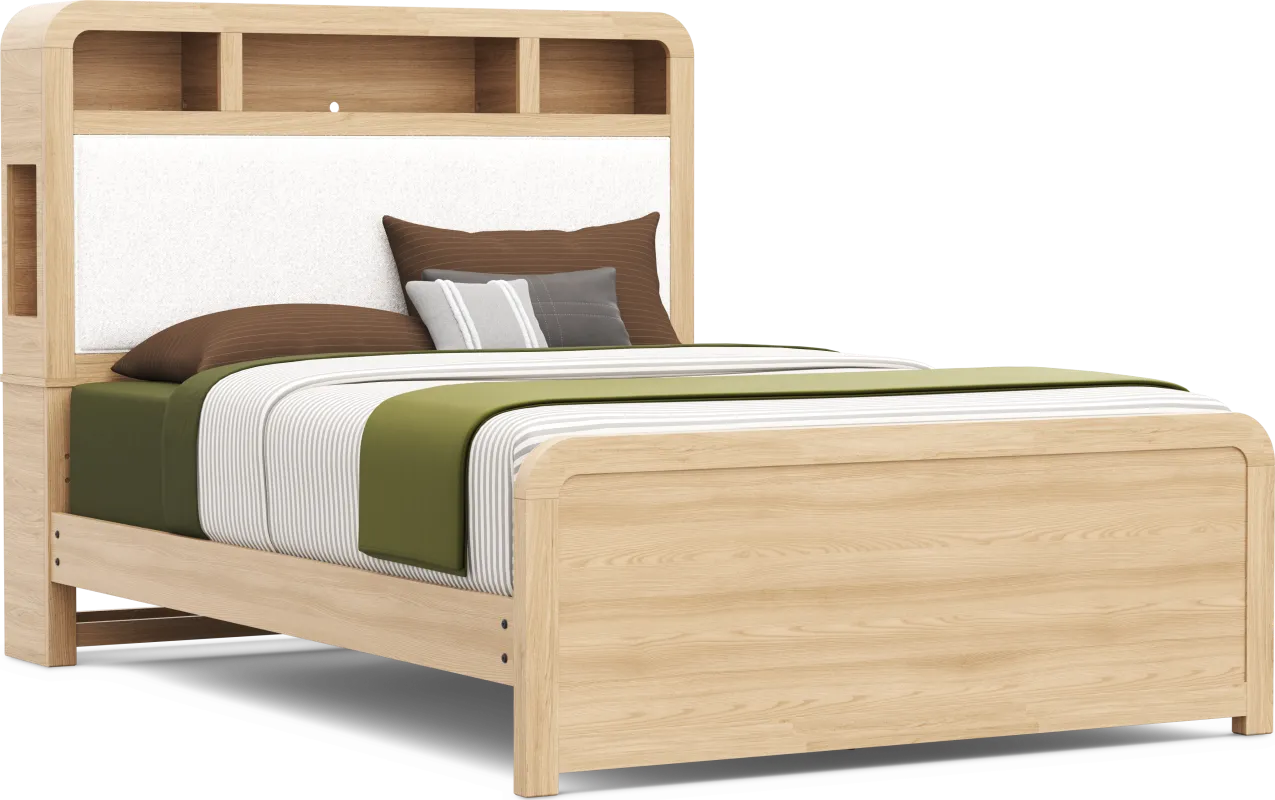 Kids Hidden Hills Light Oak Queen Bookcase Bed