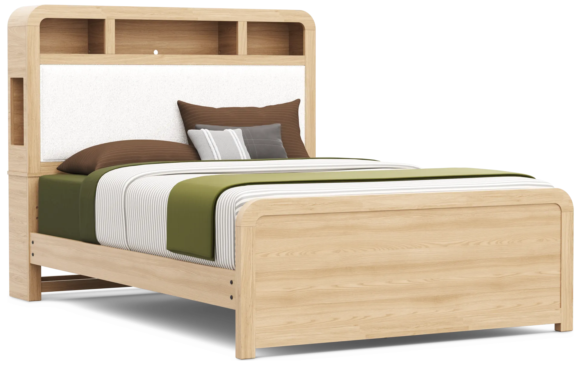 light oak queen bookcase bed