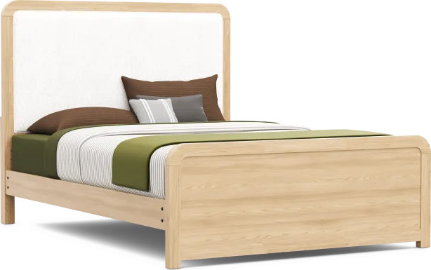 Kids Hidden Hills Light Oak Queen Upholstered Panel Bed