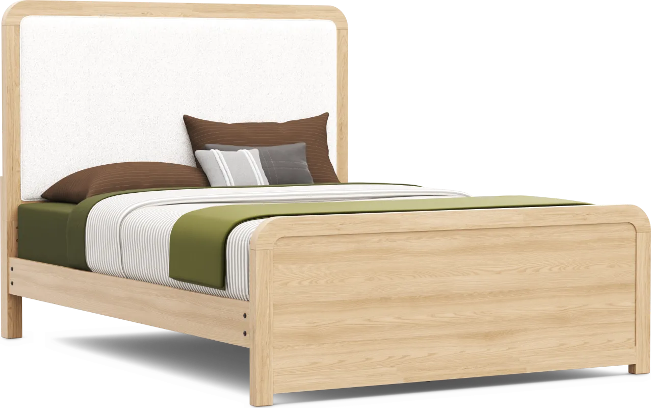 Kids Hidden Hills Light Oak Queen Upholstered Panel Bed