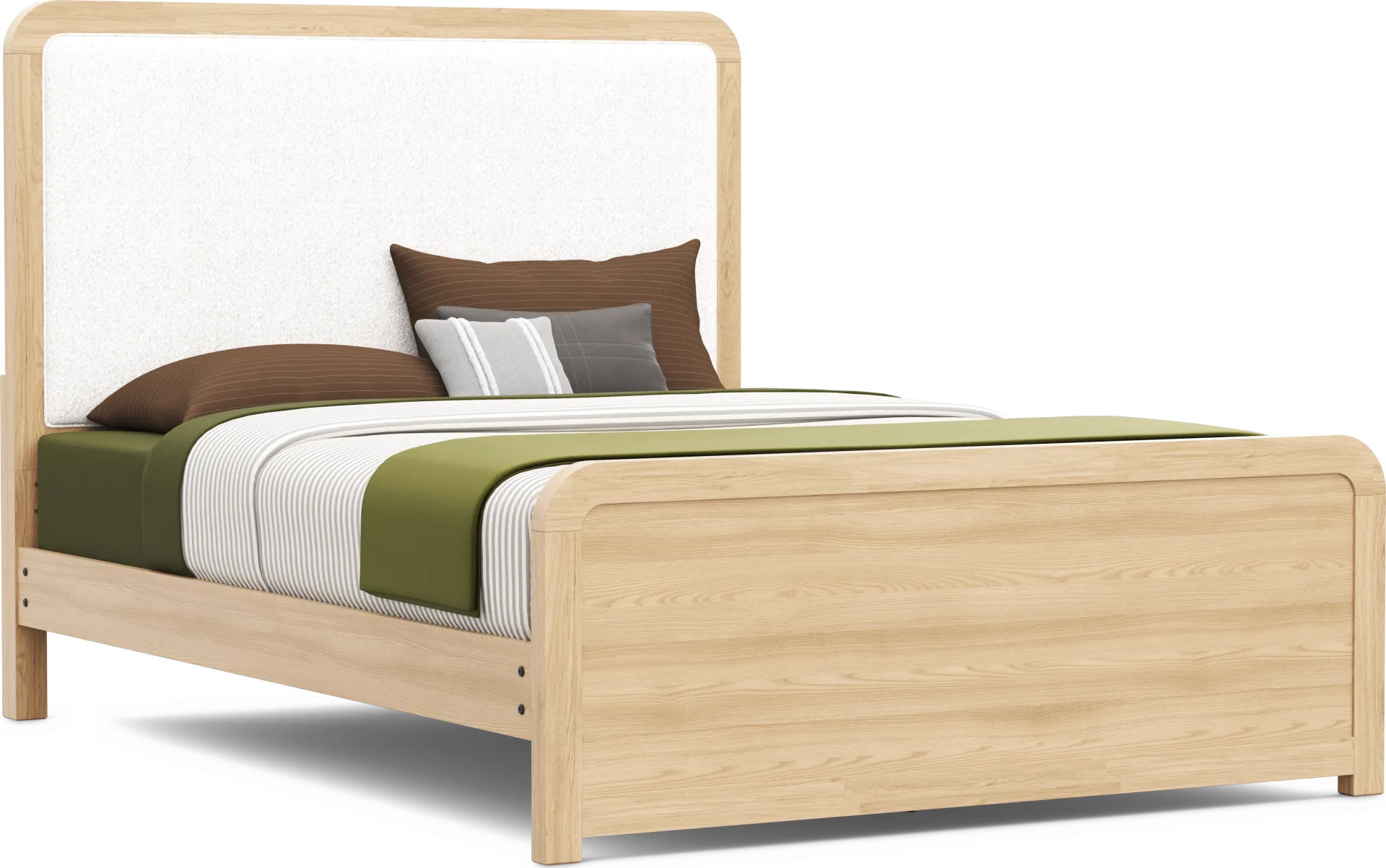 Kids Hidden Hills Light Oak Queen Upholstered Panel Bed - Image 1