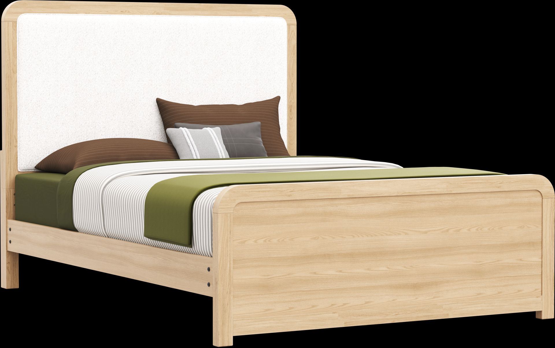 Kids Hidden Hills Light Oak Queen Upholstered Panel Bed - Image 1