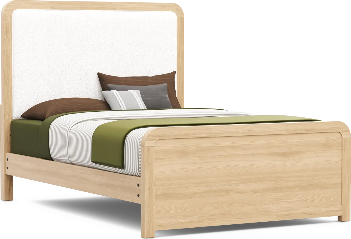 Kids Hidden Hills Light Oak Full Upholstered Panel Bed