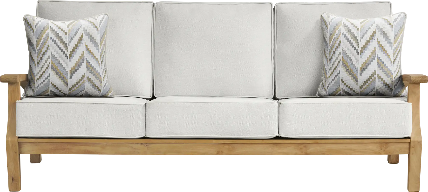 Pleasant Bay Teak Outdoor Sofa with Dove Cushions