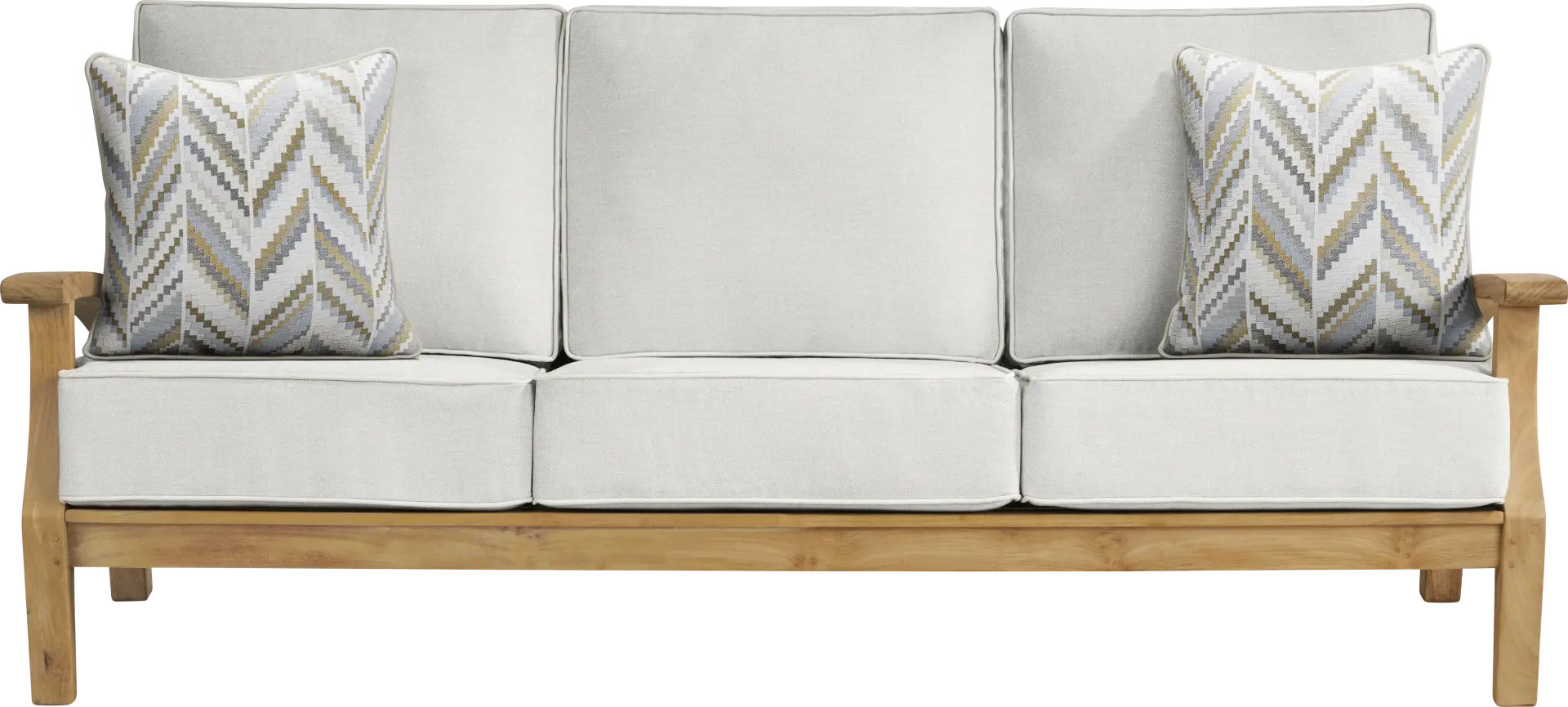 Pleasant Bay Teak Outdoor Sofa with Dove Cushions