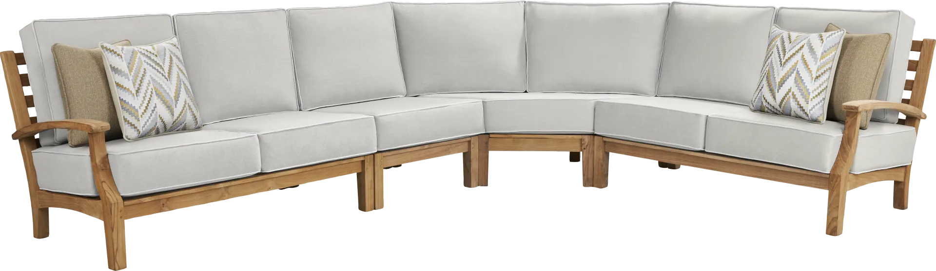 Pleasant Bay Teak 4 Pc Outdoor Sectional with Dove Cushions - Image 2