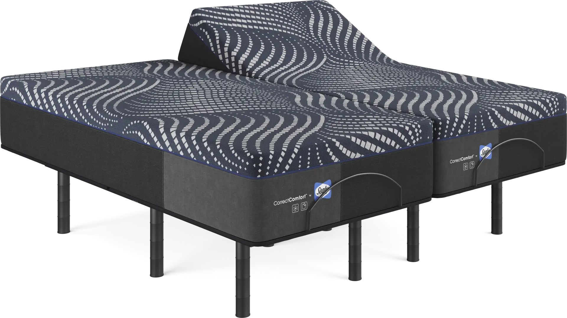 Sealy Correct Comfort Northgate Split King Mattress with Head Up Only Base