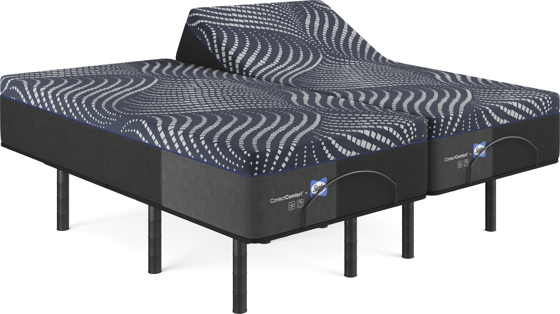Sealy Correct Comfort Northgate Split King Mattress with Head Up Only Base - Image 1