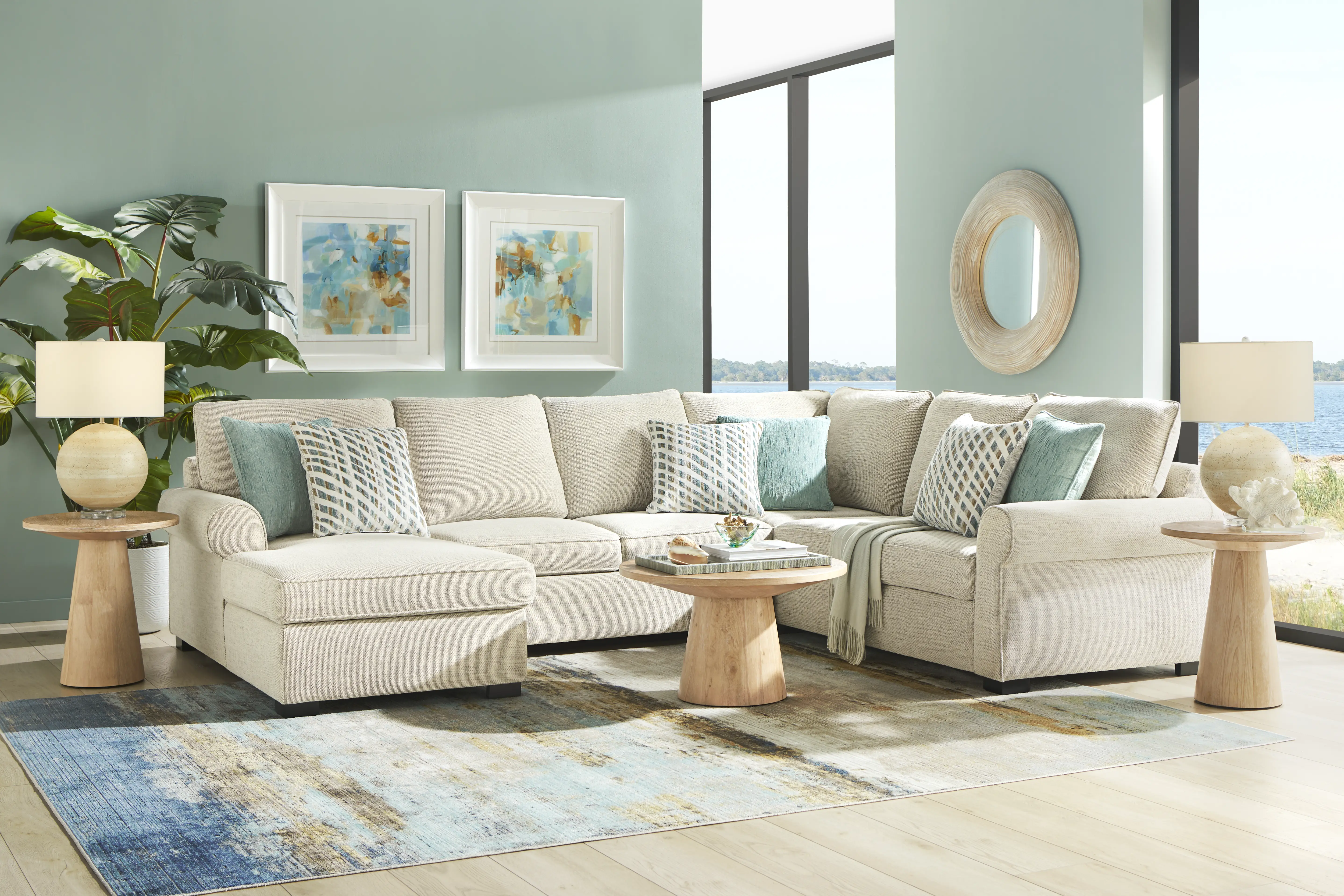 Rivera Cream 3 Pc Sleeper Sectional - Thumbnail - Image 2