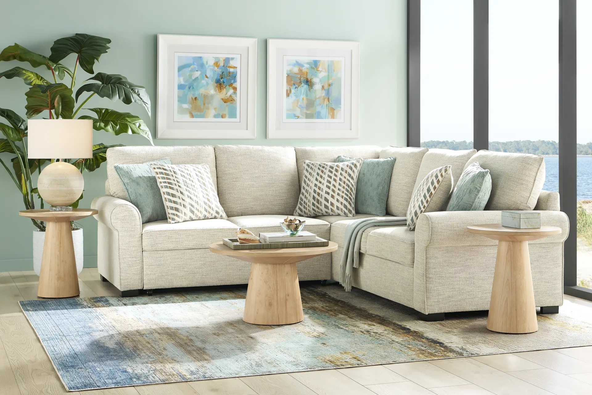 Rivera Cream 2 Pc Sleeper Sectional