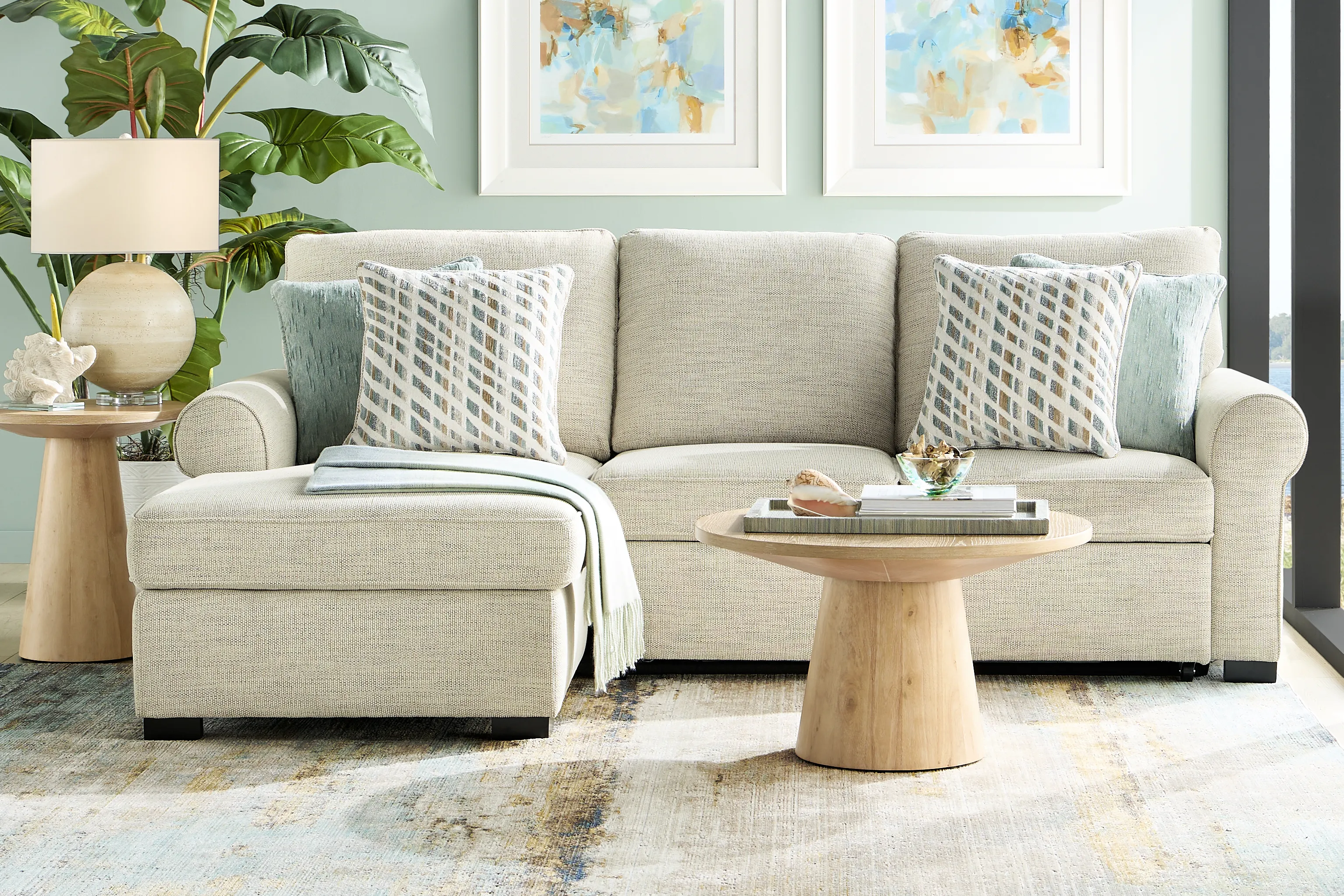 Rivera Cream 2 Pc Sleeper Sectional - Thumbnail - Image 2