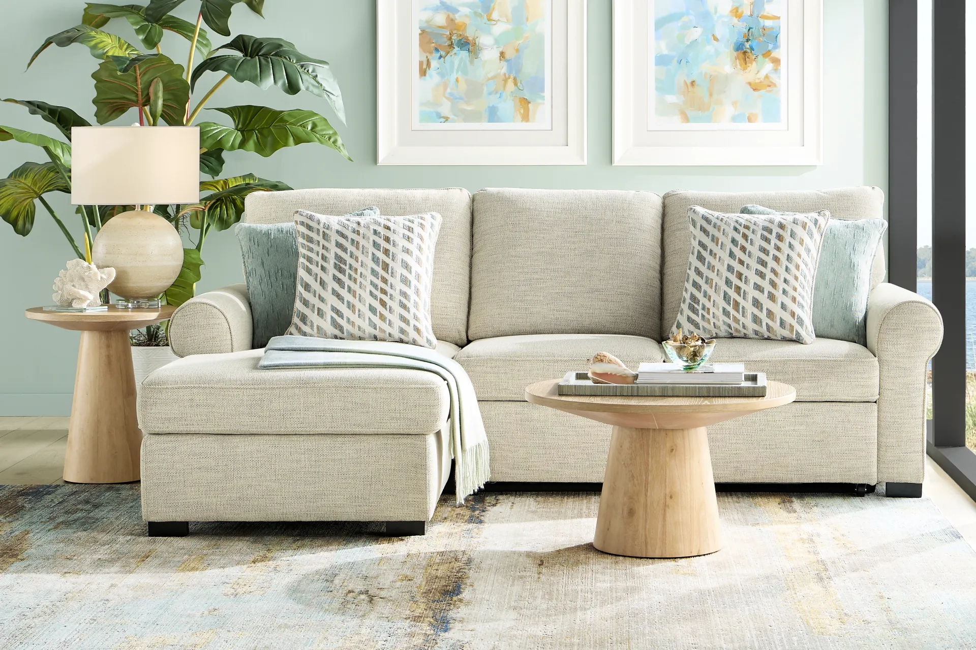 Rivera Cream 2 Pc Sleeper Sectional - Image 1