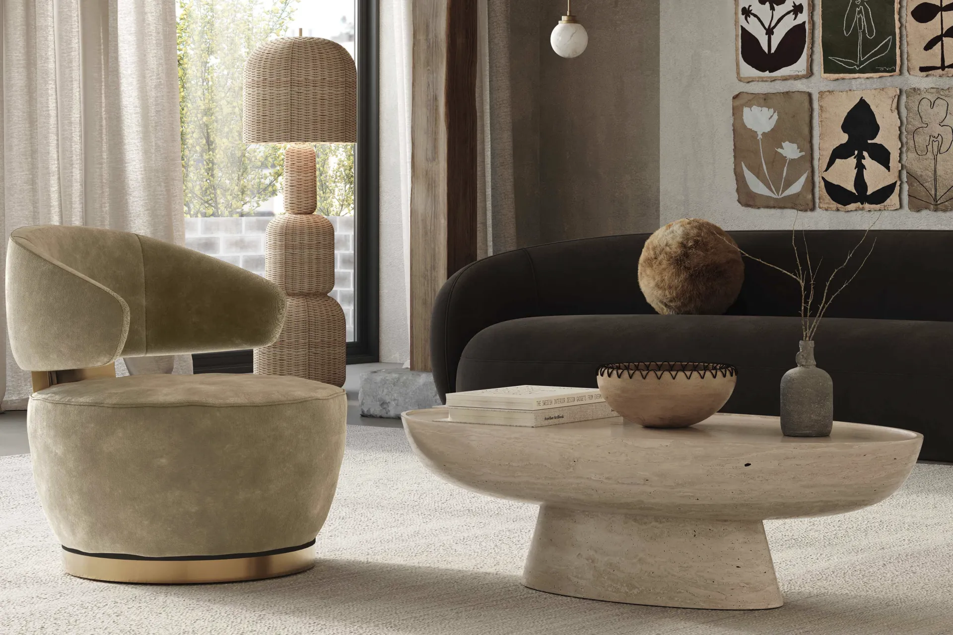 Russe Beige Swivel Chair - Image 5