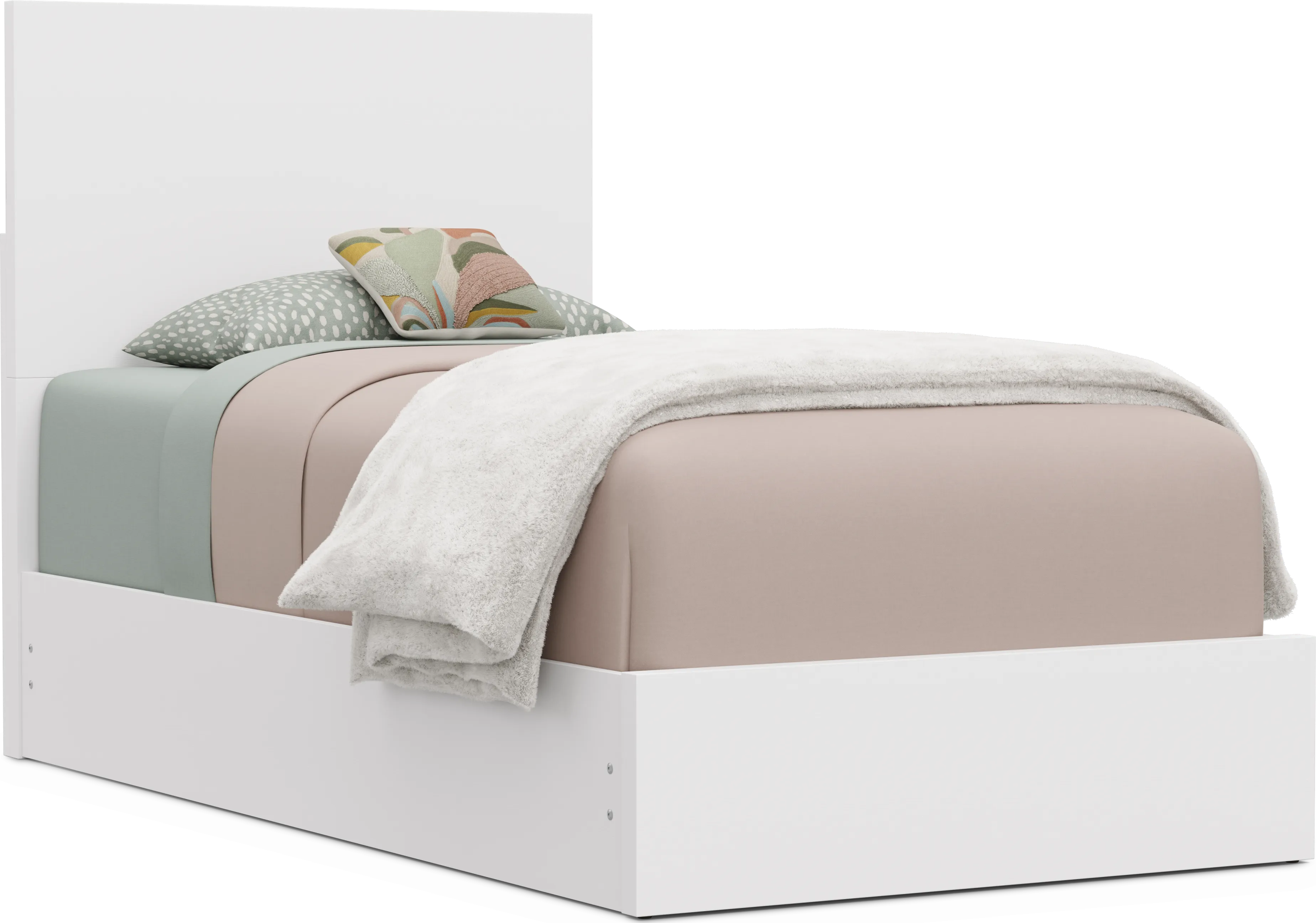 Kids Skye White Twin Panel Bed - Thumbnail - Image 1