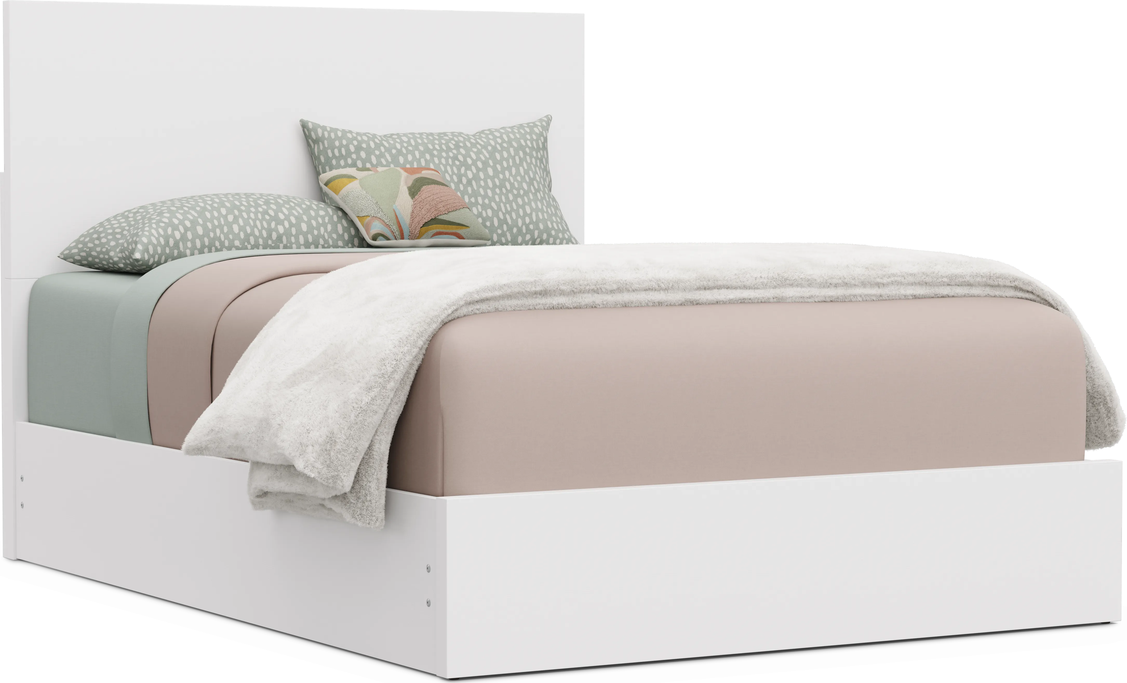 Kids Skye White Full Panel Bed - Thumbnail - Image 1