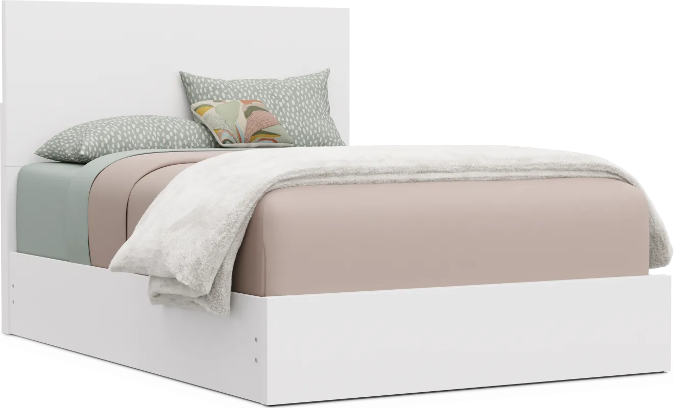 Kids Skye White Full Panel Bed