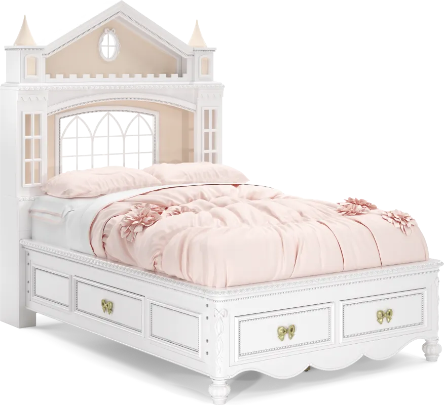 Disney Princess Sparkle White Full Castle Storage Bed