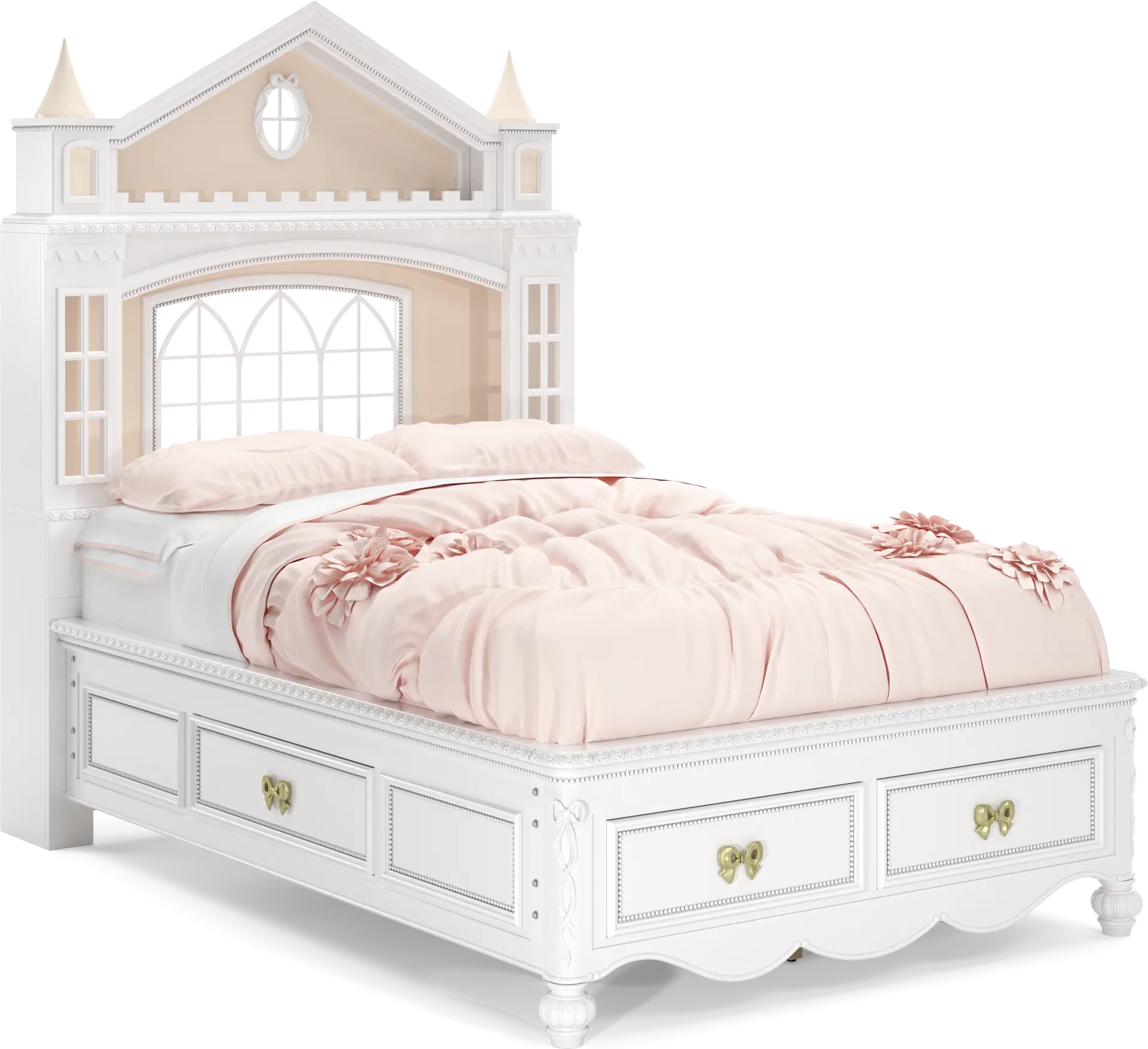 Disney Princess Sparkle White Full Castle Storage Bed