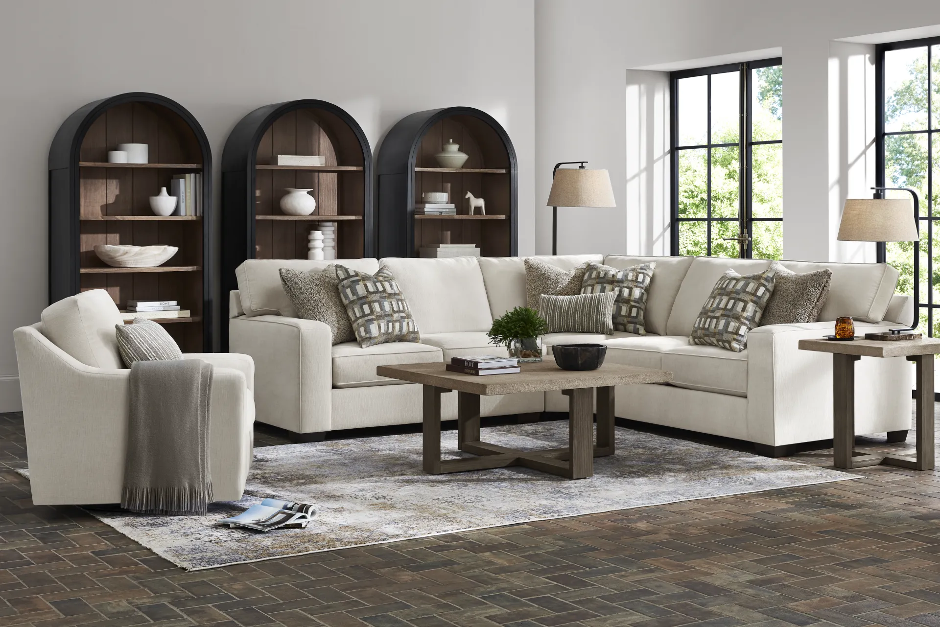 Haskins Beige 3 Pc Sectional - Image 1
