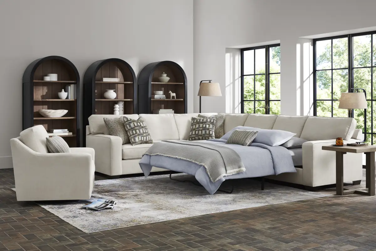 Haskins Beige 3 Pc Gel Foam Sleeper Sectional