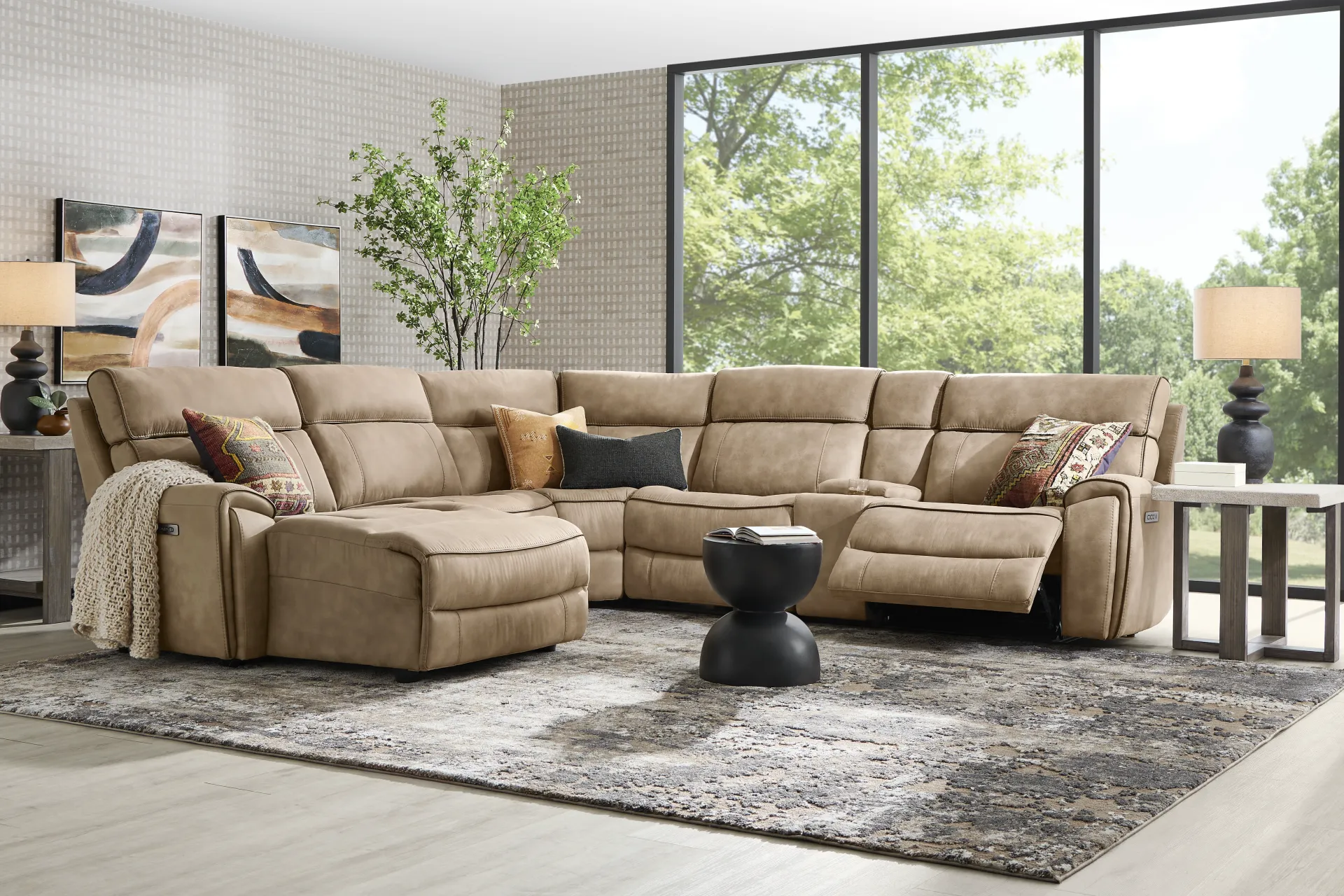 Bradshaw Place Stone 6 Pc Power Reclining Sectional - Image 1