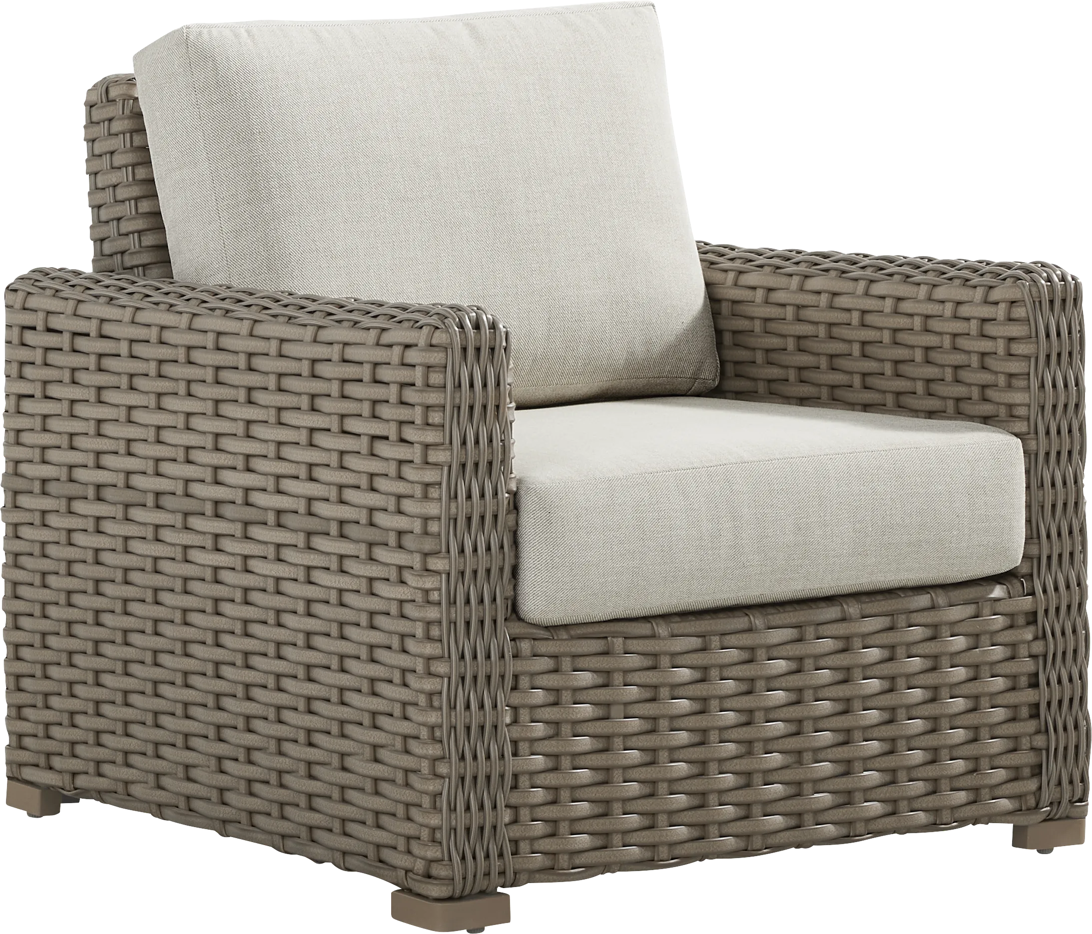 Siesta Key Driftwood Finish Outdoor Chair with Desert Cushions - Thumbnail - Image 1