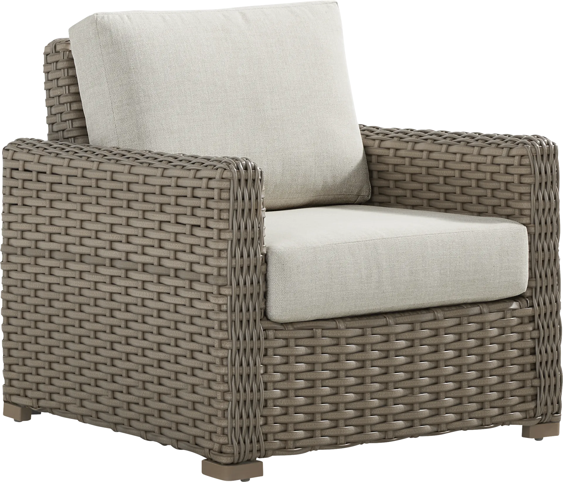 Siesta Key Driftwood Finish Outdoor Chair with Desert Cushions - Image 1