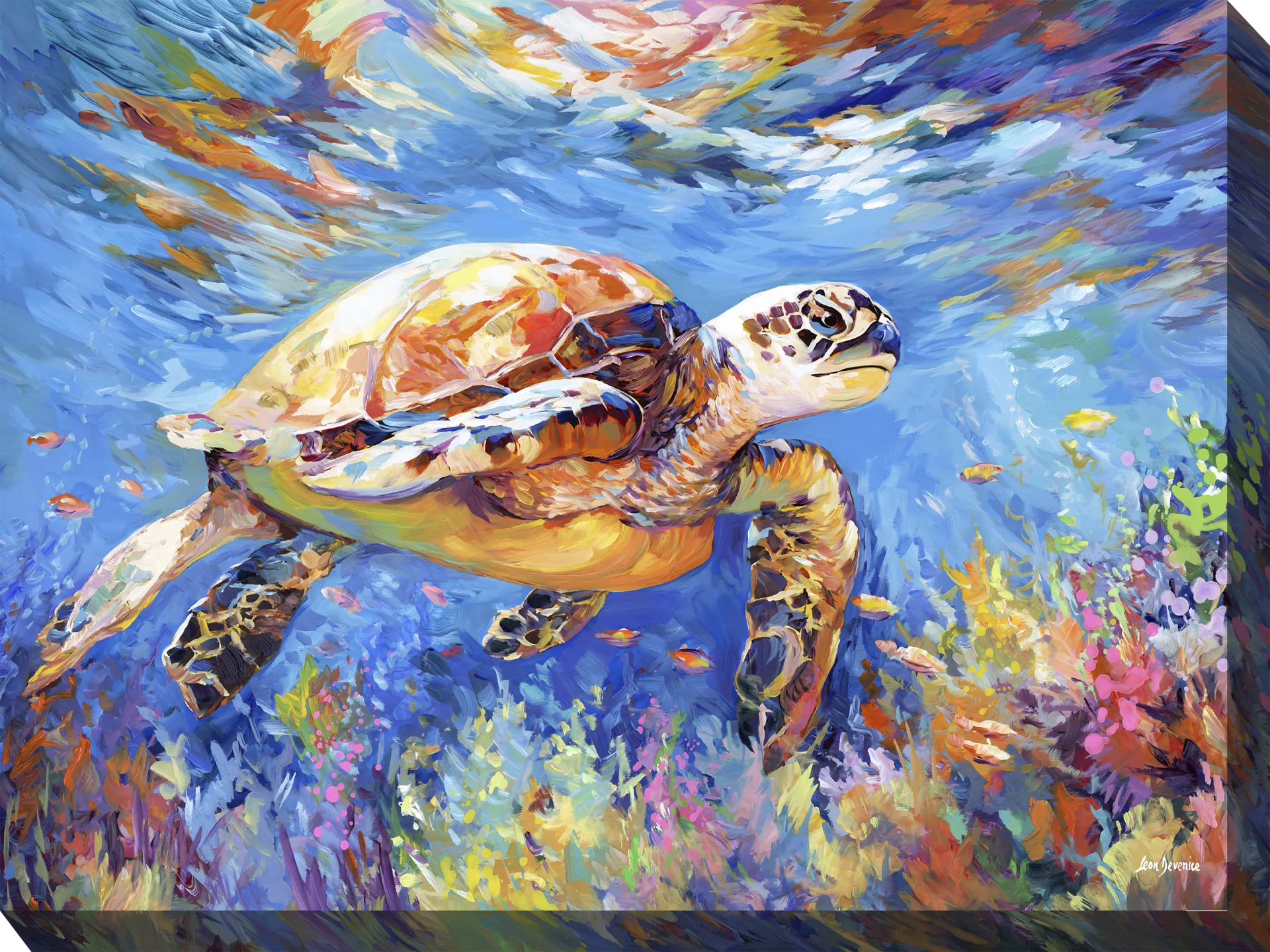 Turtle Reef Blue Indoor/Outdoor Wall Art - Image 1