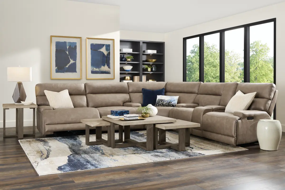 Hamilton Mushroom 3 Pc Dual Power Reclining Sectional
