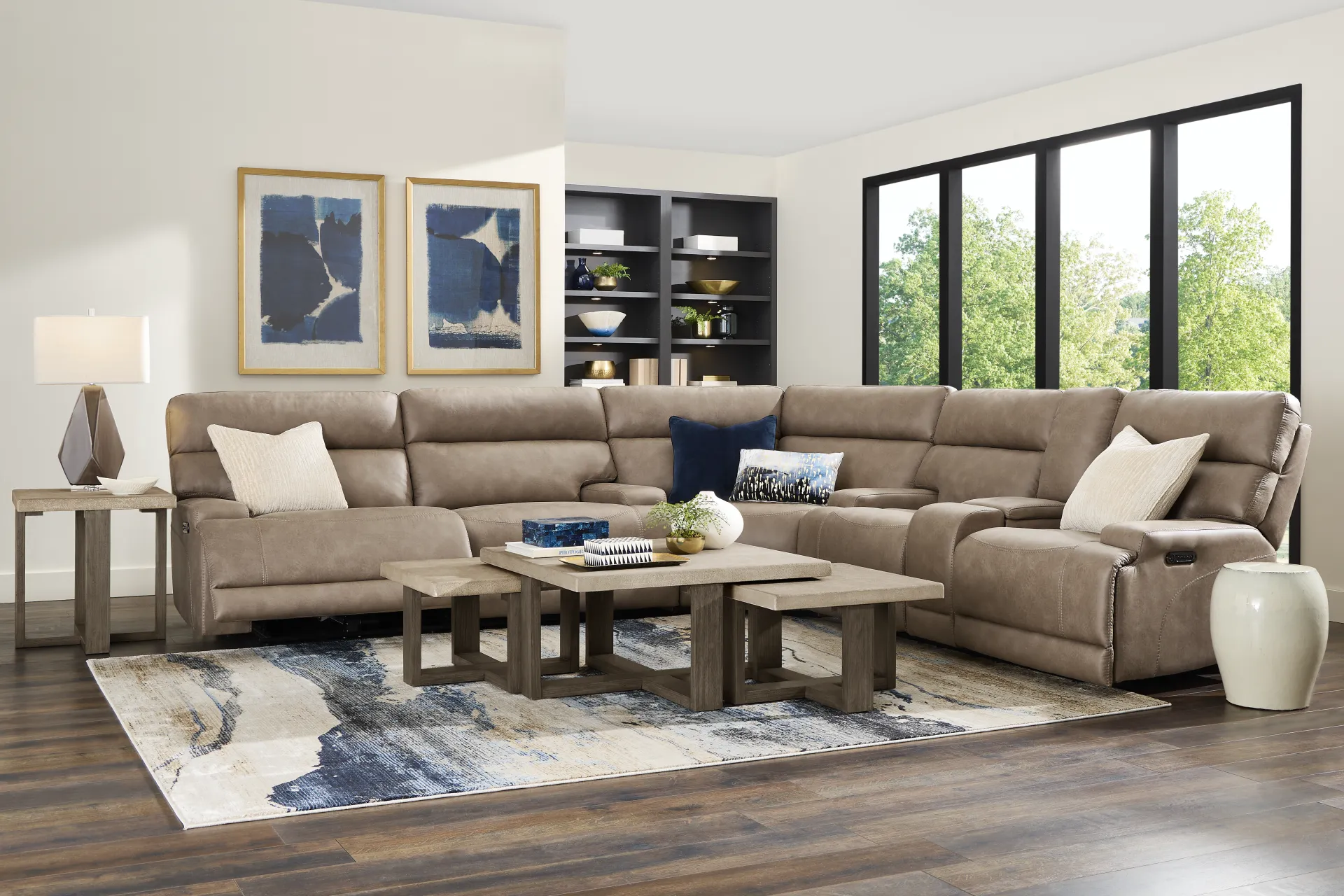 Hamilton Mushroom 3 Pc Dual Power Reclining Sectional - Image 2