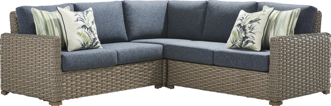 Siesta Key Driftwood Finish 3 Pc Outdoor Sectional with Ink Cushions
