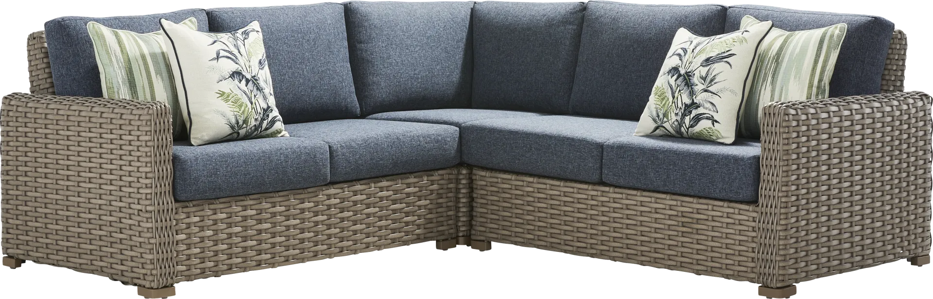 Siesta Key Driftwood Finish 3 Pc Outdoor Sectional with Ink Cushions - Image 1