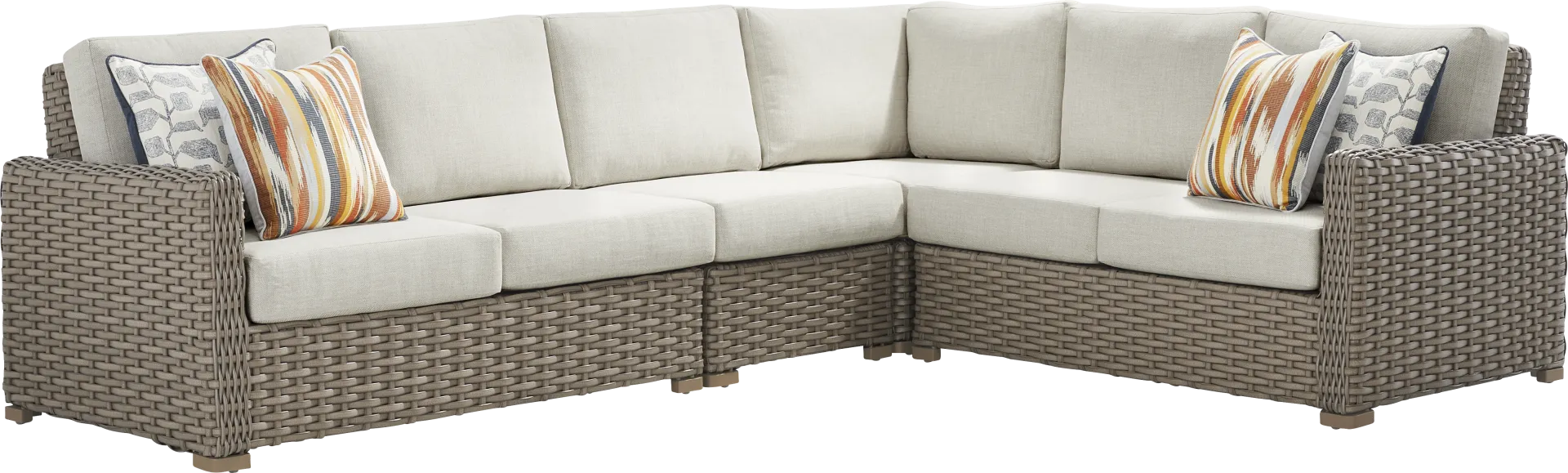 Siesta Key Driftwood Finish 4 Pc Outdoor Sectional with Desert Cushions - Image 1