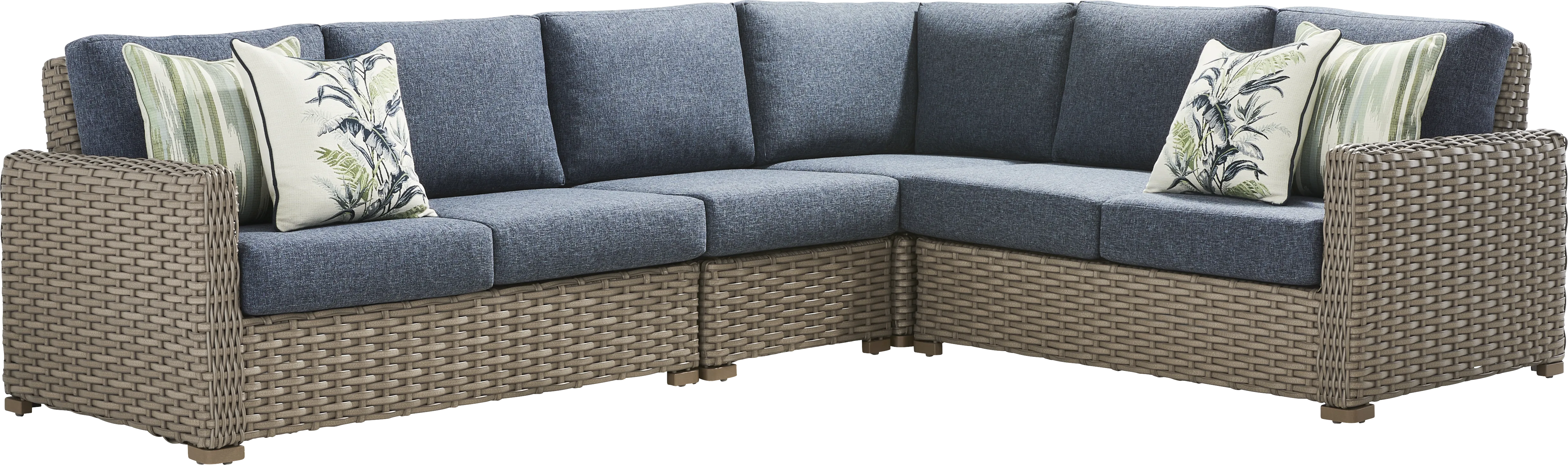 Siesta Key Driftwood Finish 4 Pc Outdoor Sectional with Ink Cushions - Thumbnail - Image 1