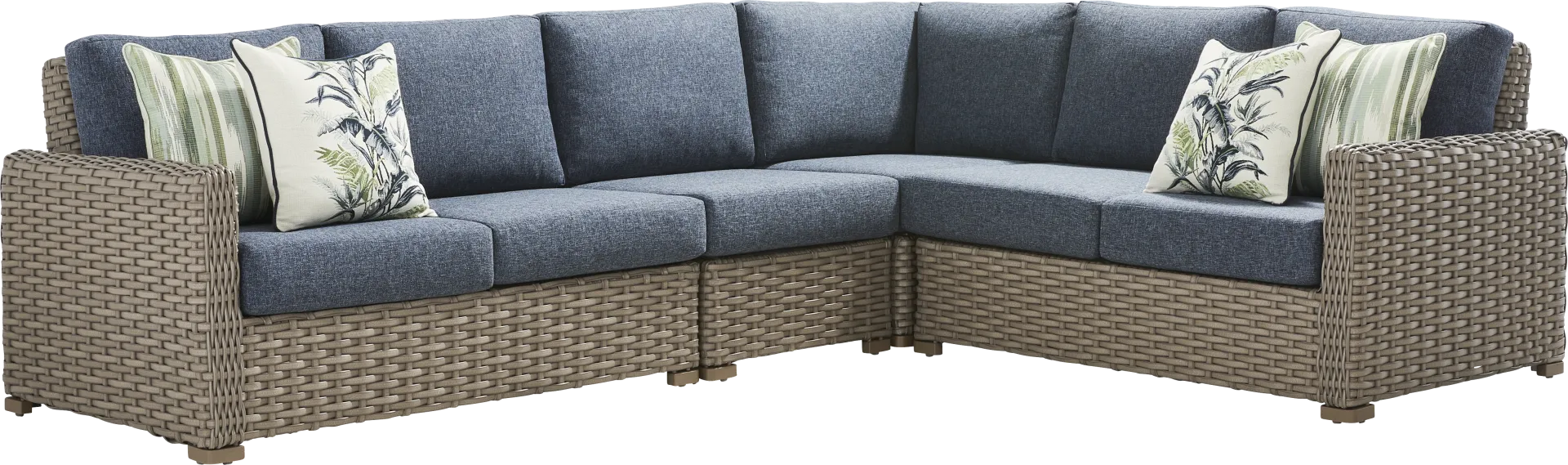 Siesta Key Driftwood Finish 4 Pc Outdoor Sectional with Ink Cushions