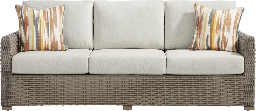 Siesta Key Driftwood Outdoor Sofa with Desert Cushions