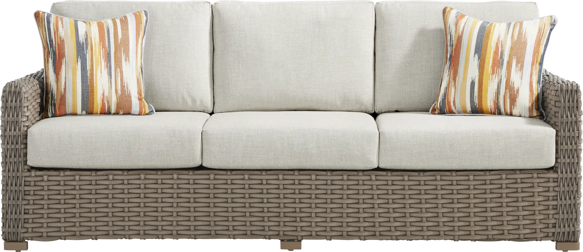 Siesta Key Driftwood Outdoor Sofa with Desert Cushions