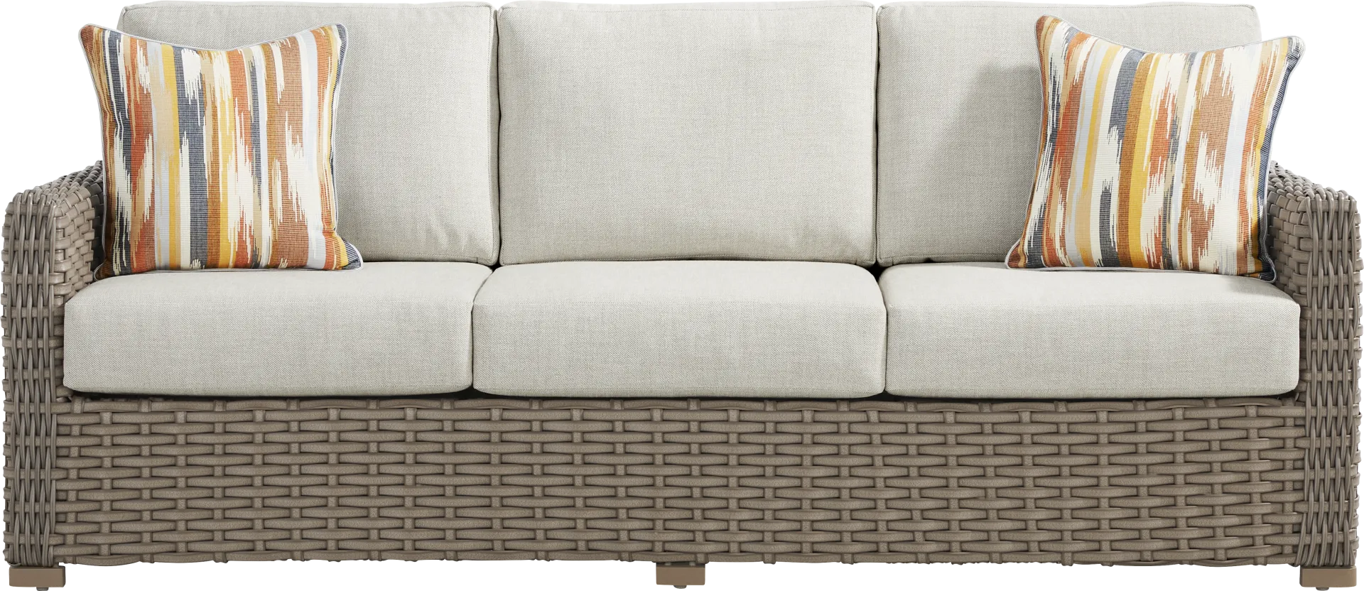 Siesta Key Driftwood Finish 3 Pc Outdoor Seating Set with Desert Cushions - Image 2