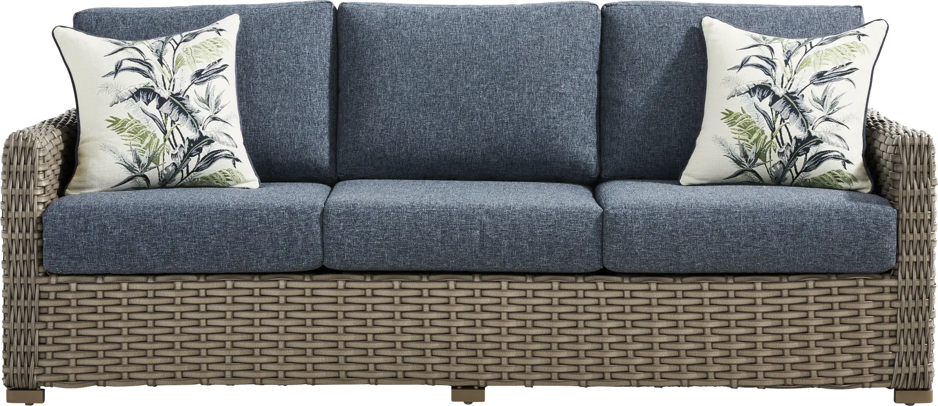 Siesta Key Driftwood Finish Outdoor Sofa with Ink Cushions