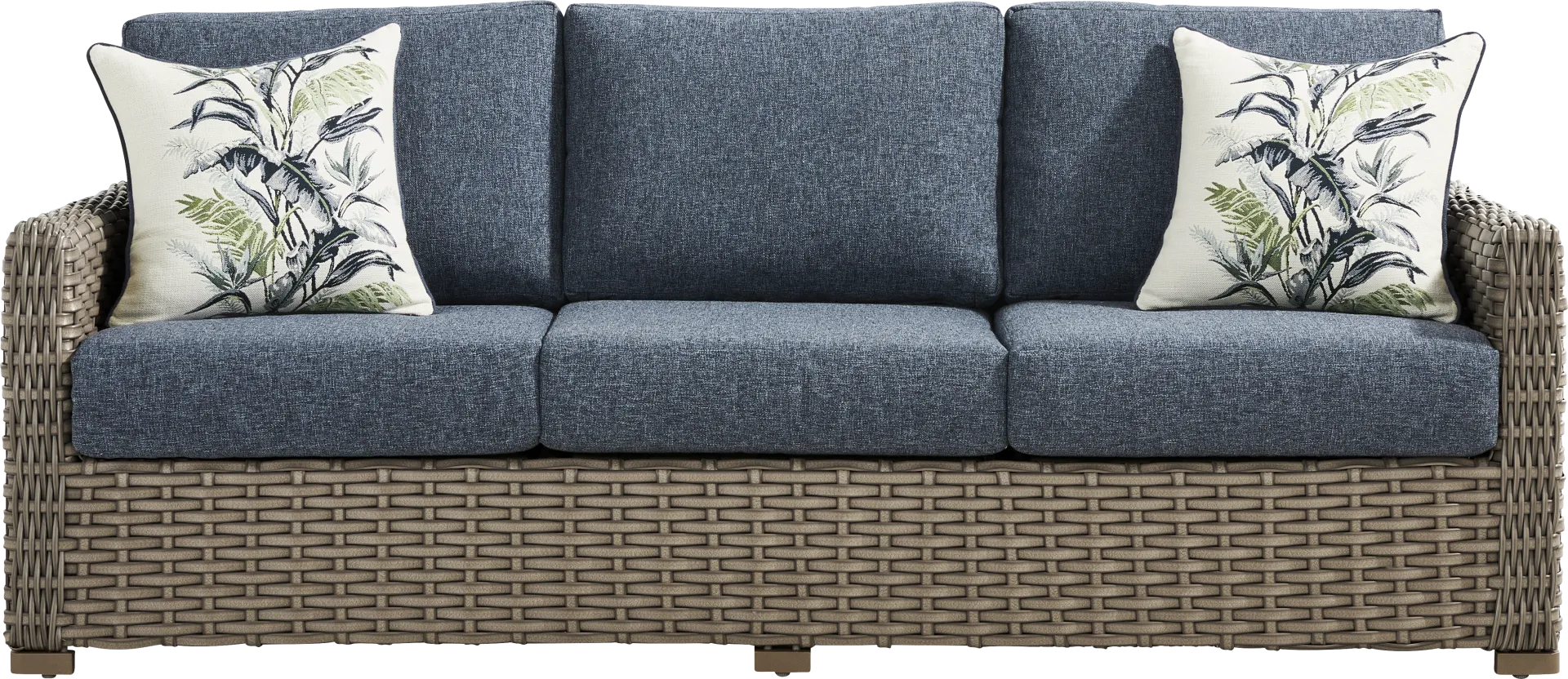 Siesta Key Driftwood Finish Outdoor Sofa with Ink Cushions - Image 1