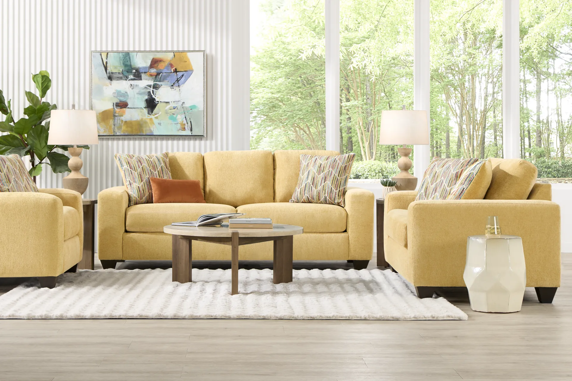 Mallard Trace Yellow 8 Pc Living Room - Image 1