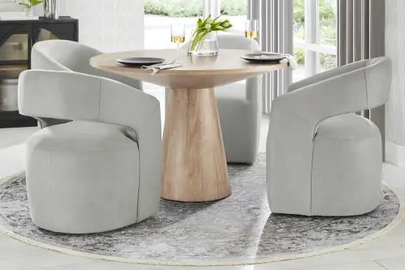 Kendall Natural 5 Pc 48" Round Dining Room with Gray Cascade Park Arm Chairs